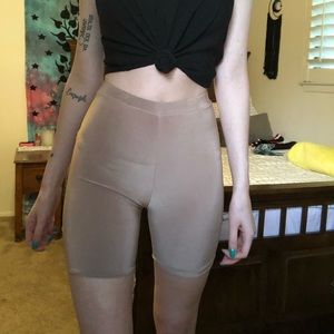 Tan biker shorts